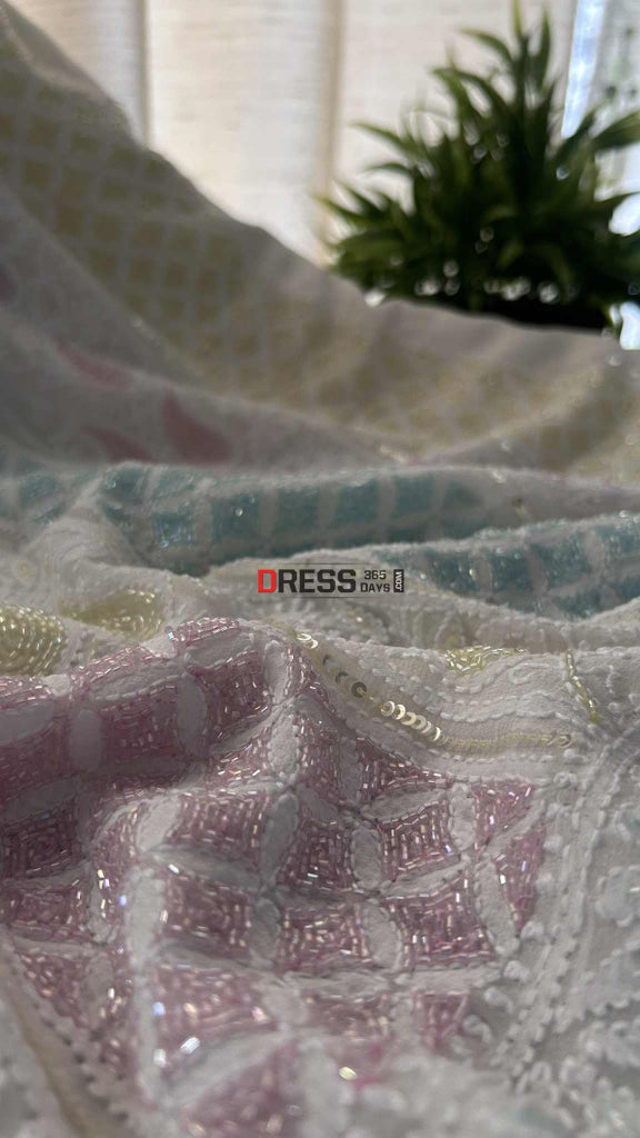 Designer Pure Georgette Cut Dana Chikankari Suit Chikankari Suits