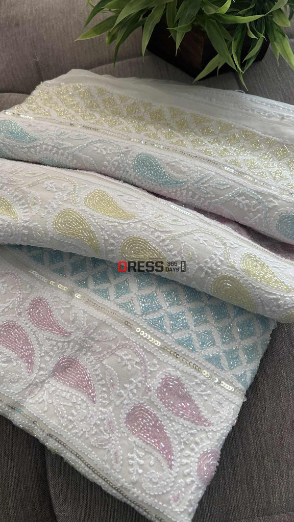 Designer Pure Georgette Cut Dana Chikankari Suit Chikankari Suits