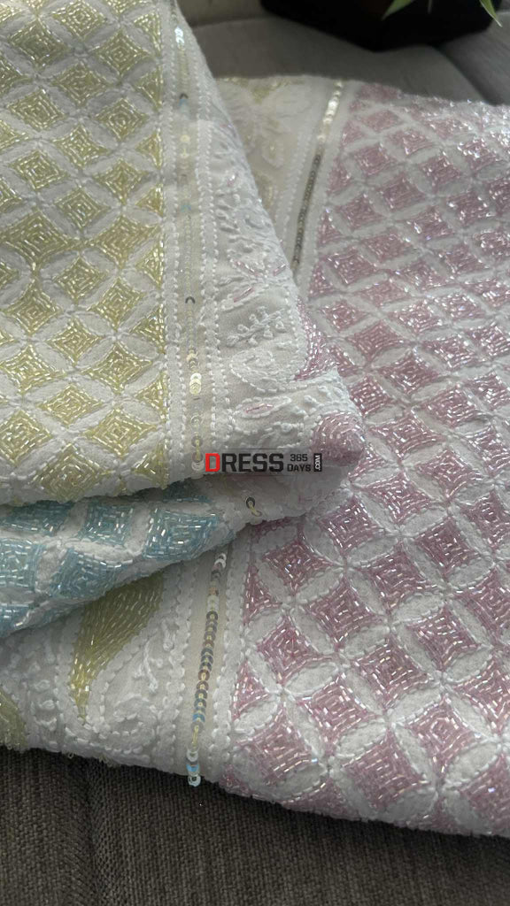 Designer Pure Georgette Cut Dana Chikankari Suit Chikankari Suits