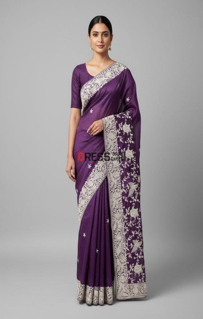 Purple Parsi Gara Saree