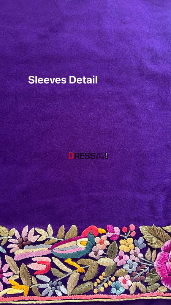 Designer Purple Parsi Gara Saree Parsi Gara Saree