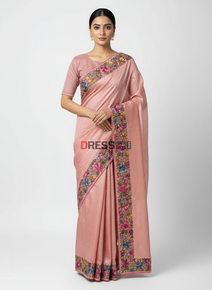 dusty peach parsi gara saree