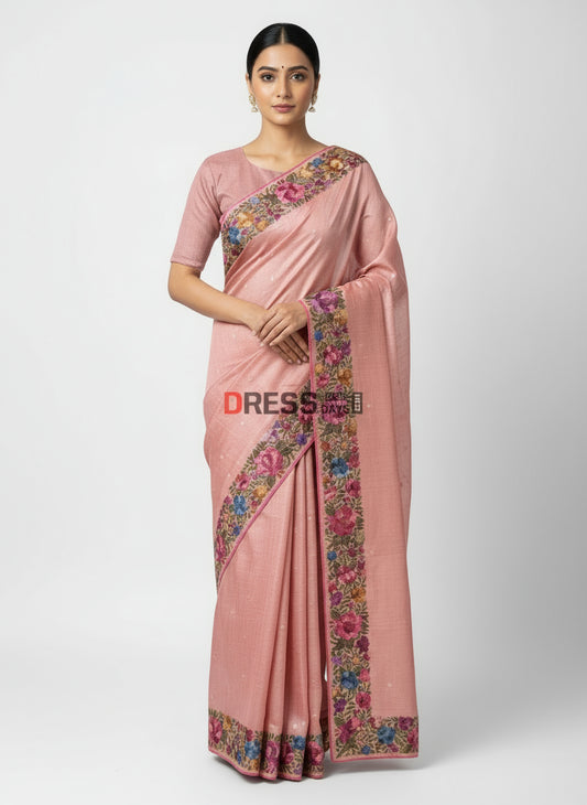 dusty peach parsi gara saree
