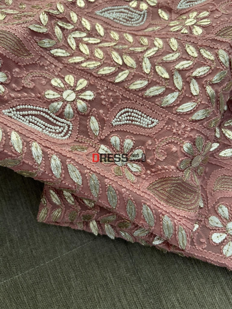 Dusty Pink Pearl & Gota Patti Chikankari Suit Suits