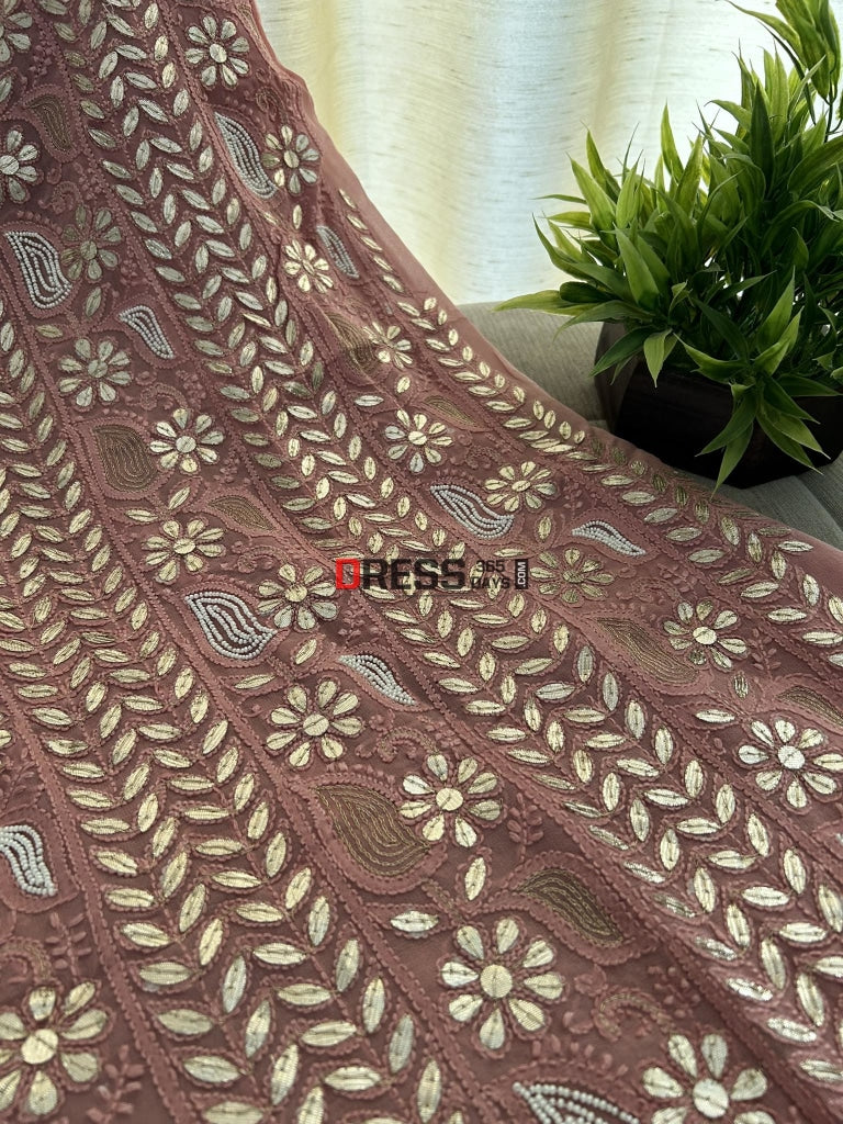 Dusty Pink Pearl & Gota Patti Chikankari Suit Suits