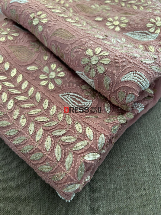 Dusty Pink Pearl & Gota Patti Chikankari Suit Suits