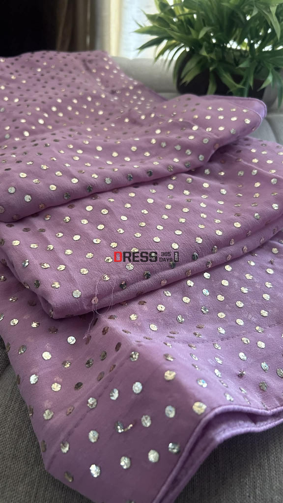 Dusty Pink Pure Georgette Mukaish Dupatta Chikankari Dupatta
