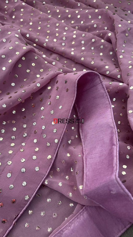 Dusty Pink Pure Georgette Mukaish Dupatta Chikankari Dupatta