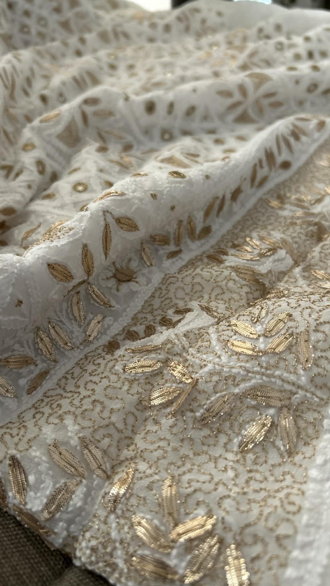 White Mirror & Gota Patti Chikankari Suit