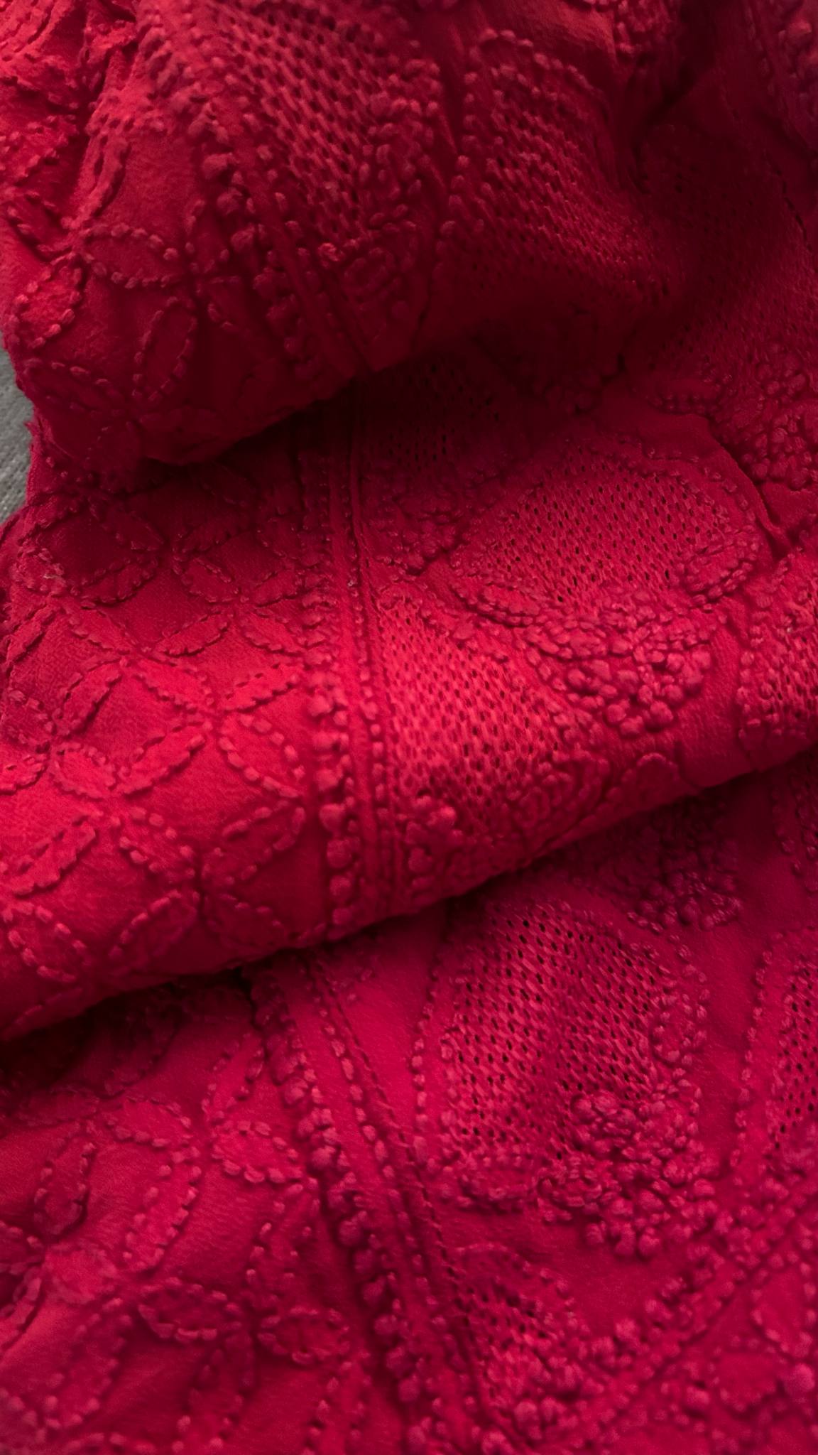 Maroon Lucknowi Chikankari Hand Jaali Anarkali Suit (Anarkali & Dupatta)