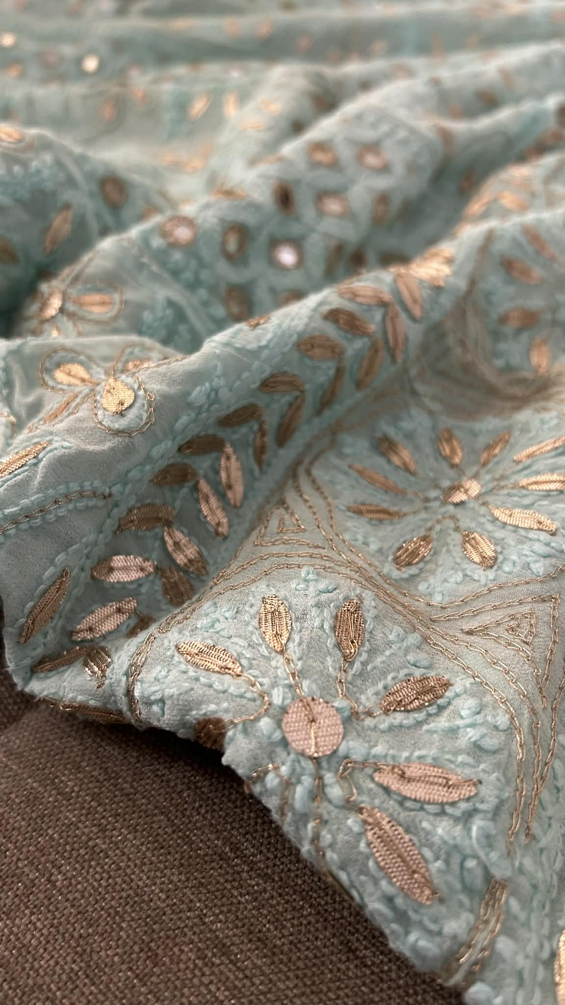Sea Green Gota Patti & Mirror Work Chikankari Anarkali