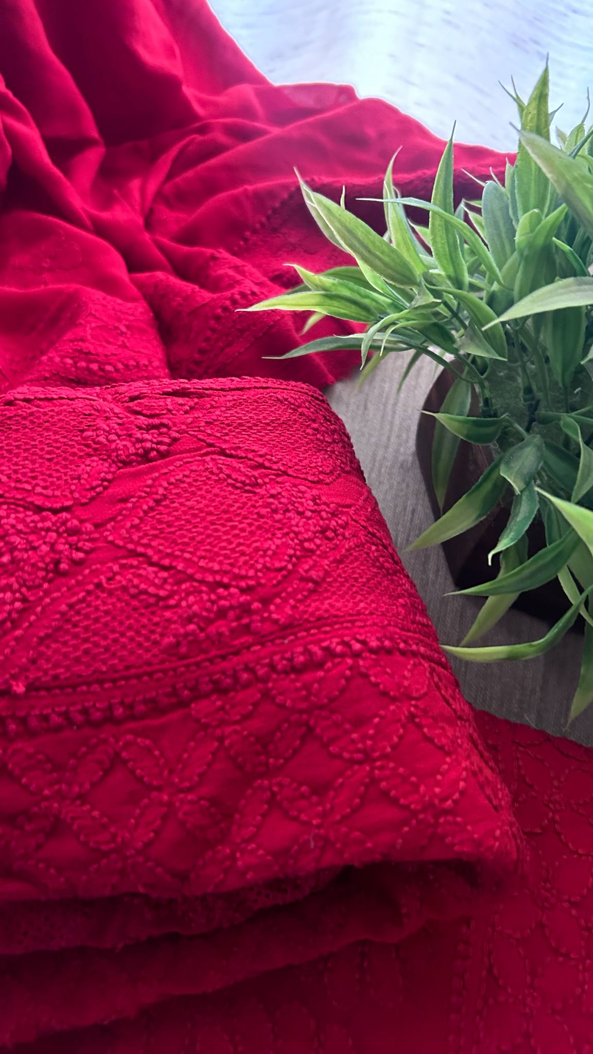 Maroon Lucknowi Chikankari Hand Jaali Anarkali Suit (Anarkali & Dupatta)