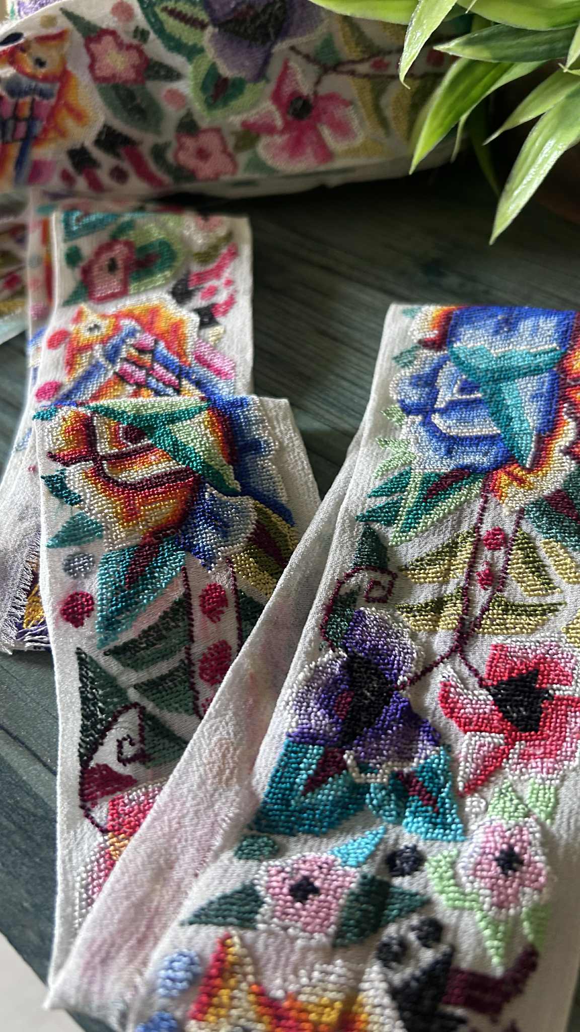 Ivory Exclusive Petit Point Hand Embroidered Border