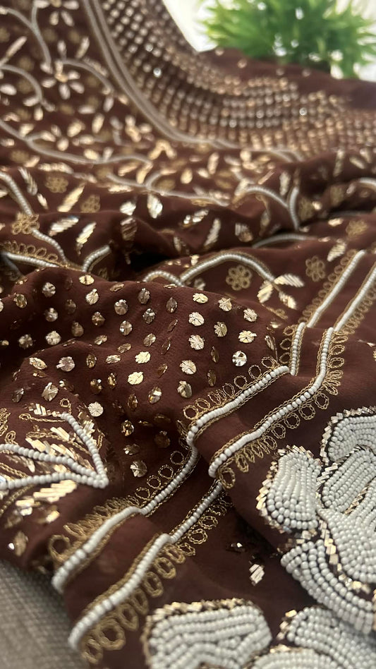 Masterpiece Kamdani & Pearl Pure Georgette Suit