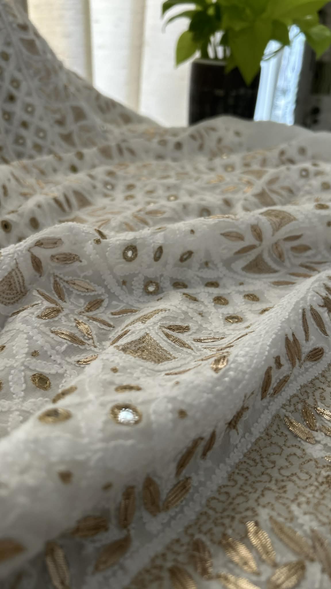 White Mirror & Gota Patti Chikankari Suit