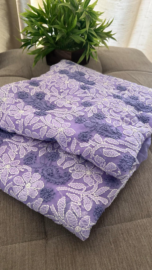 Lavender Georgette Chikankari Kurti Fabric (Only Kurti)