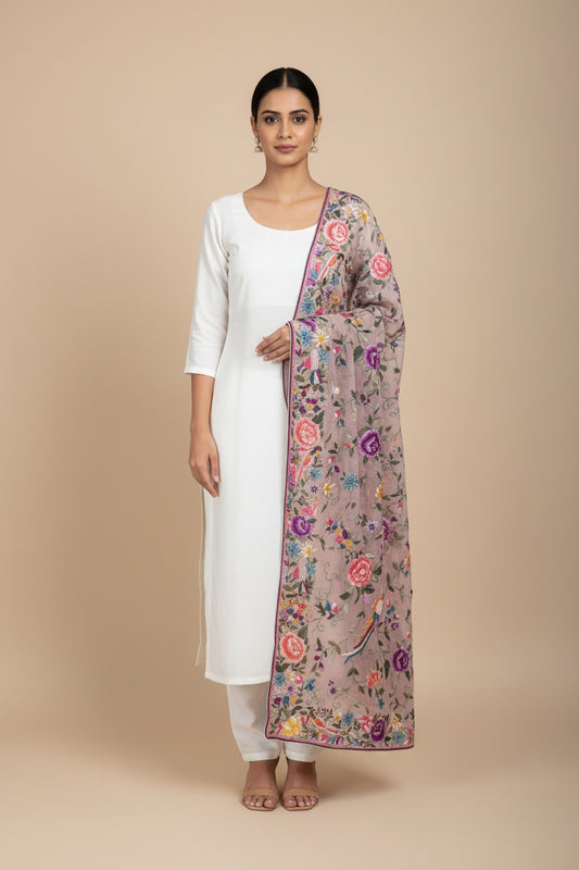 Handcrafted Heirloom Parsi Gara Dupatta