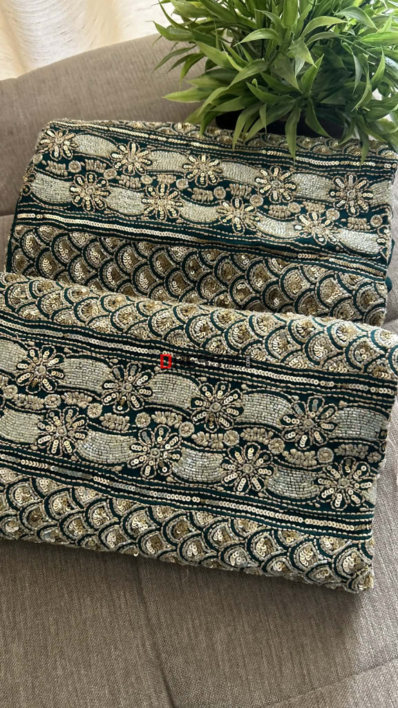 Emerald Green Masterpiece Cut Dana Sequin Chikankari Suit (Kurta & Dupatta) Chikankari Suits