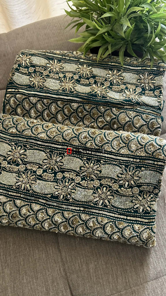 Emerald Green Masterpiece Cut Dana Sequin Chikankari Suit (Kurta & Dupatta) Chikankari Suits