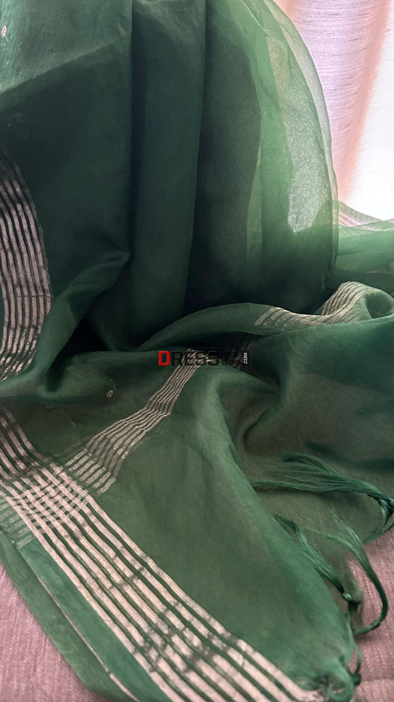 Emerald Green Organza Chikankari Suit (Kurta & Dupatta)- Festive Collection Suits