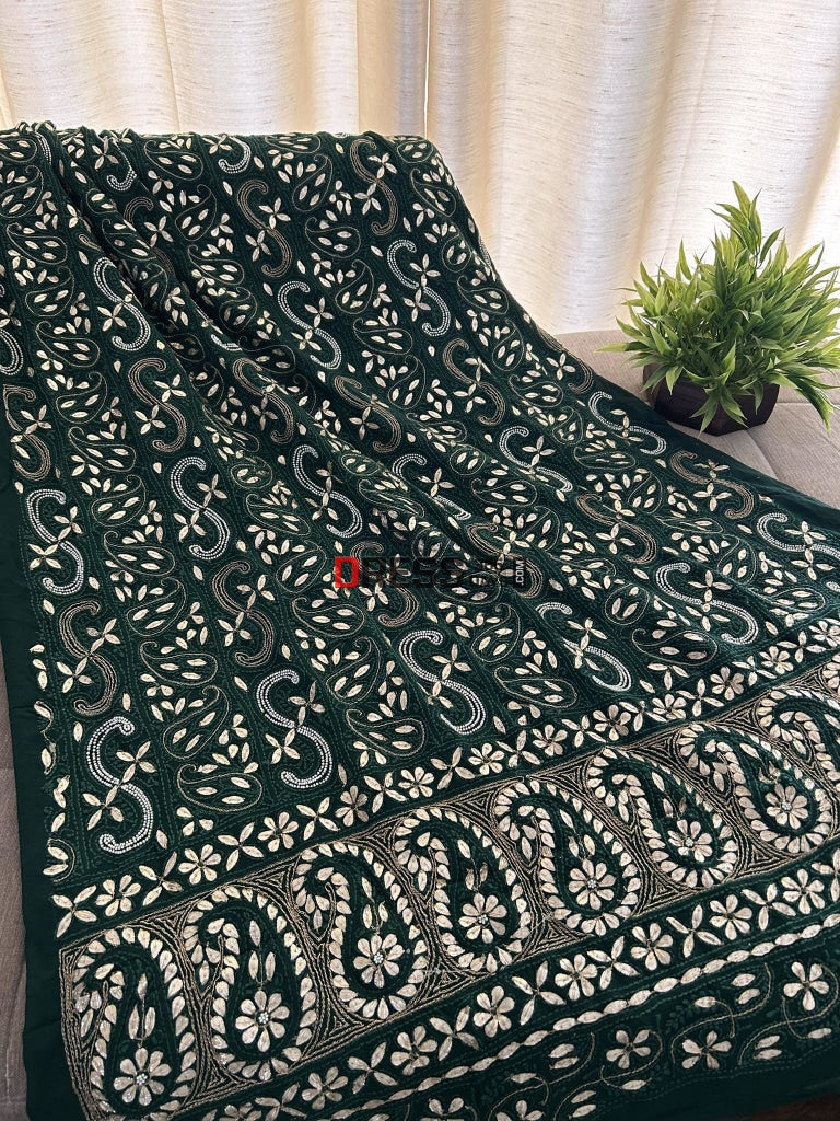 Emerald Green Pearl & Gota Patti Chikankari Suit Suits