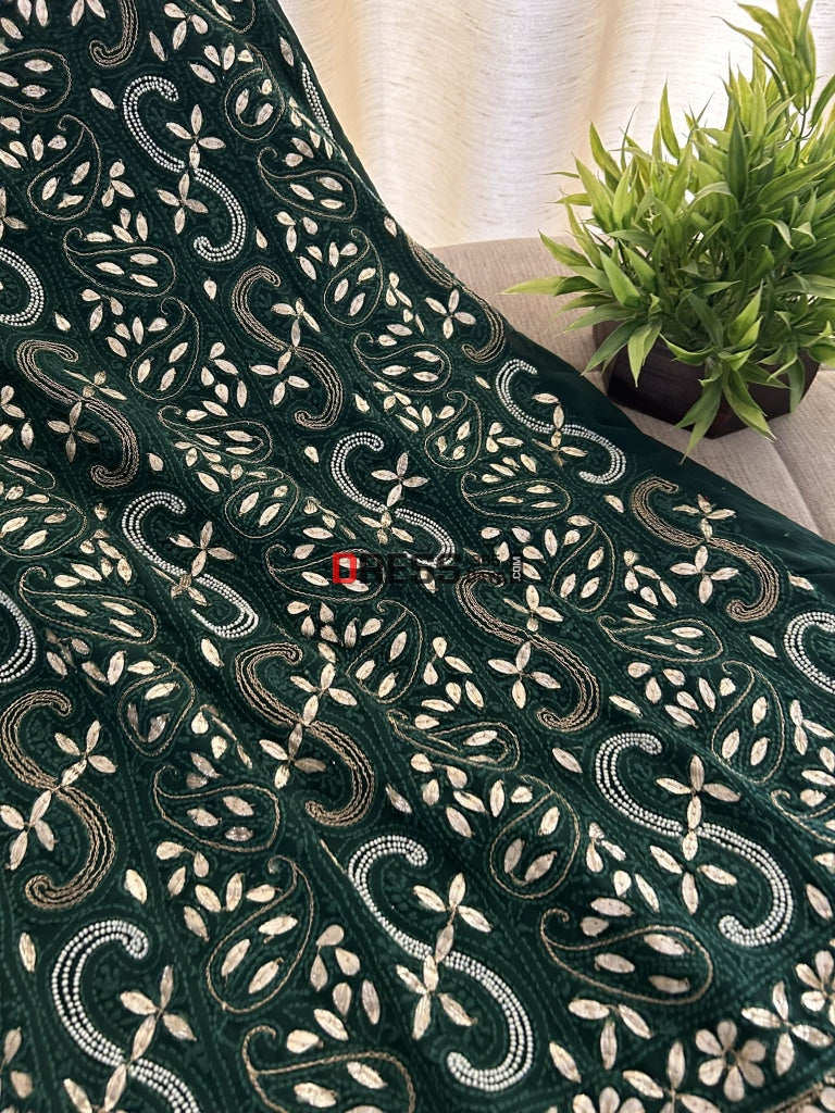 Emerald Green Pearl & Gota Patti Chikankari Suit Suits