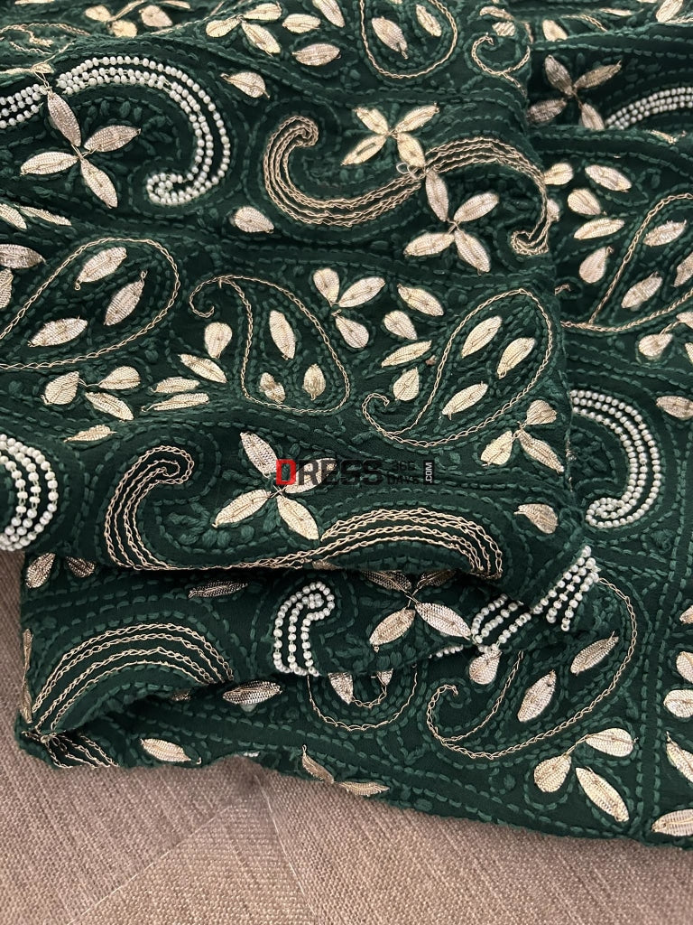Emerald Green Pearl & Gota Patti Chikankari Suit Suits