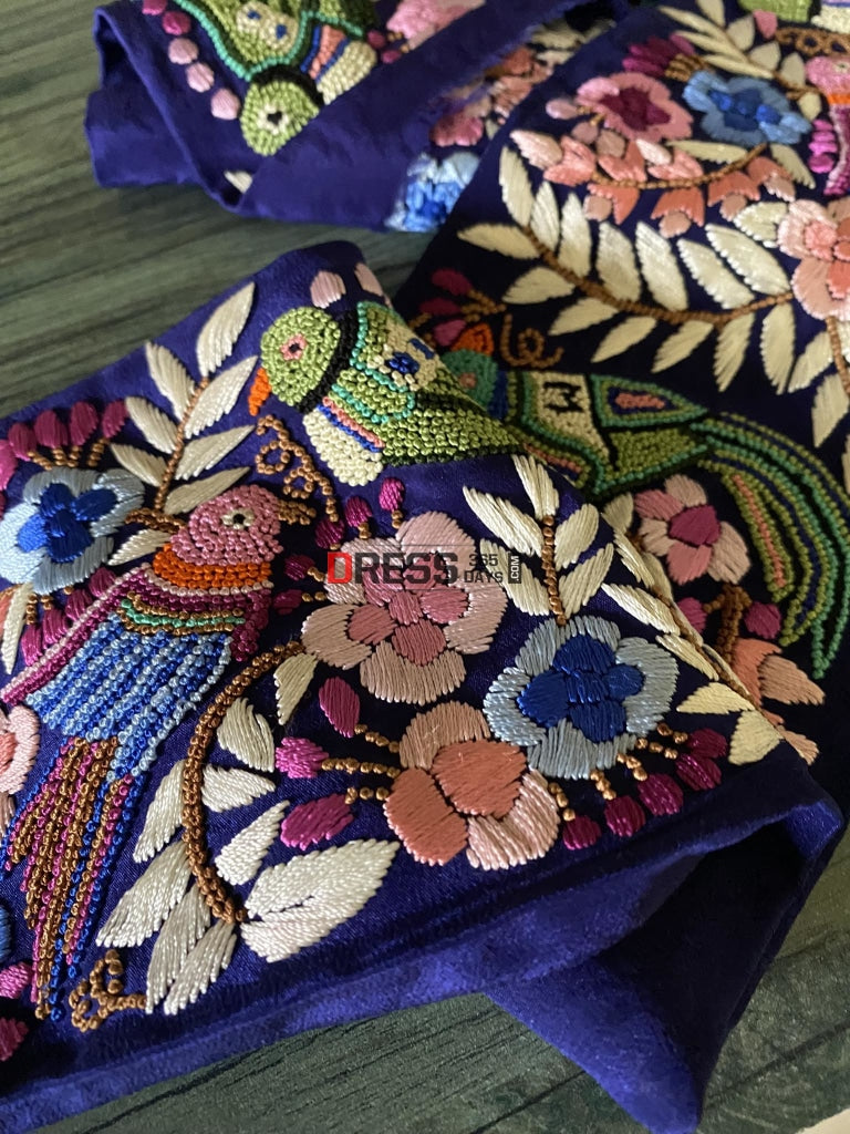 Exclusive French Knots & Parsi Gara Hand Embroidered Border