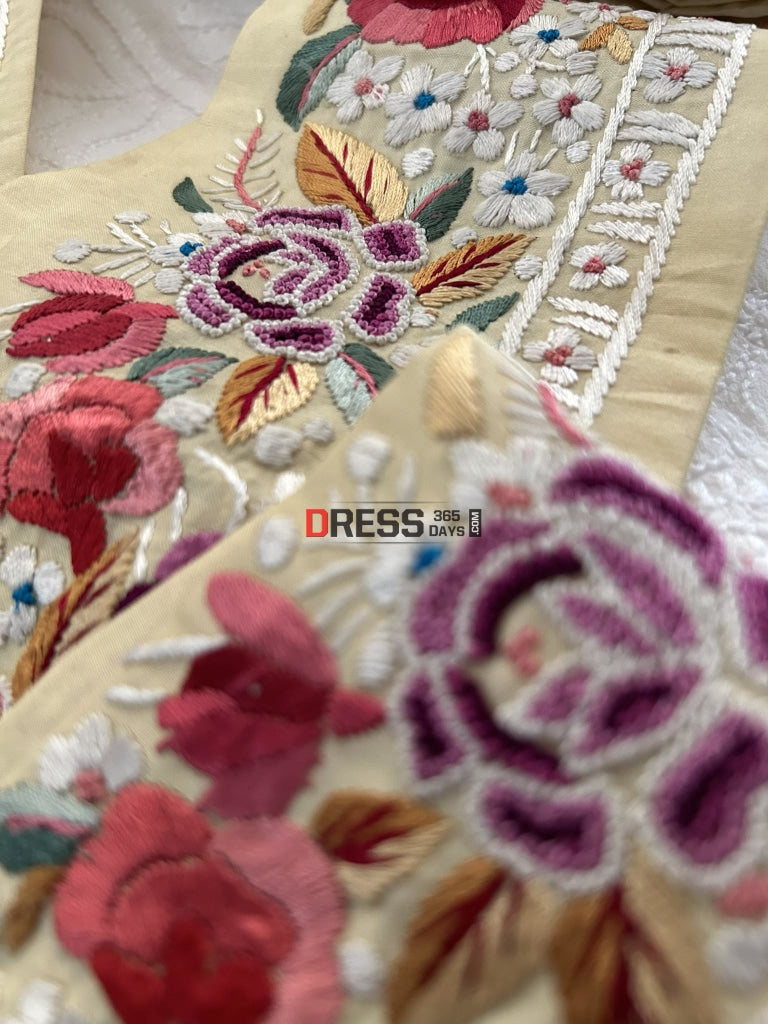 Exclusive Parsi Gara Hand Embroidered Border- Pure Cotton