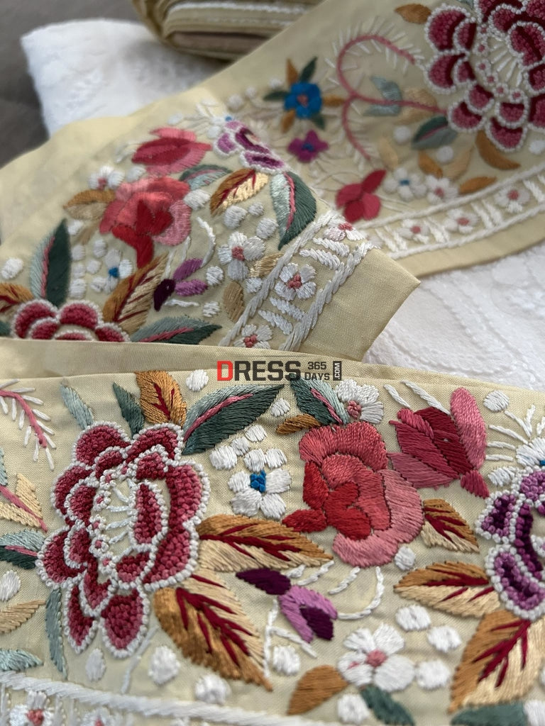 Exclusive Parsi Gara Hand Embroidered Border- Pure Cotton