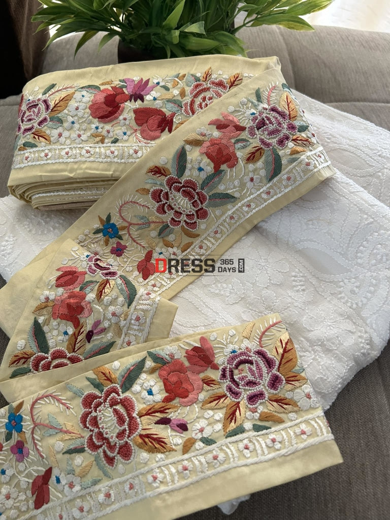 Exclusive Parsi Gara Hand Embroidered Border- Pure Cotton