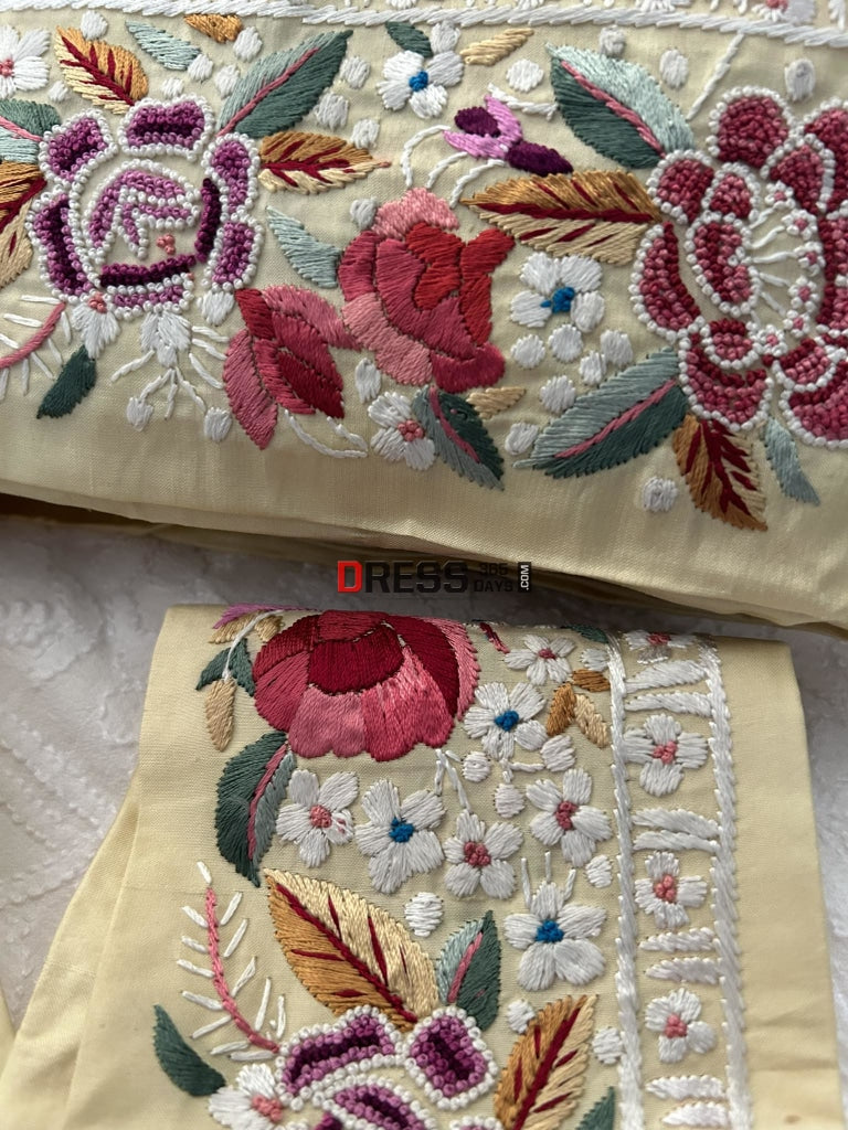 Exclusive Parsi Gara Hand Embroidered Border- Pure Cotton