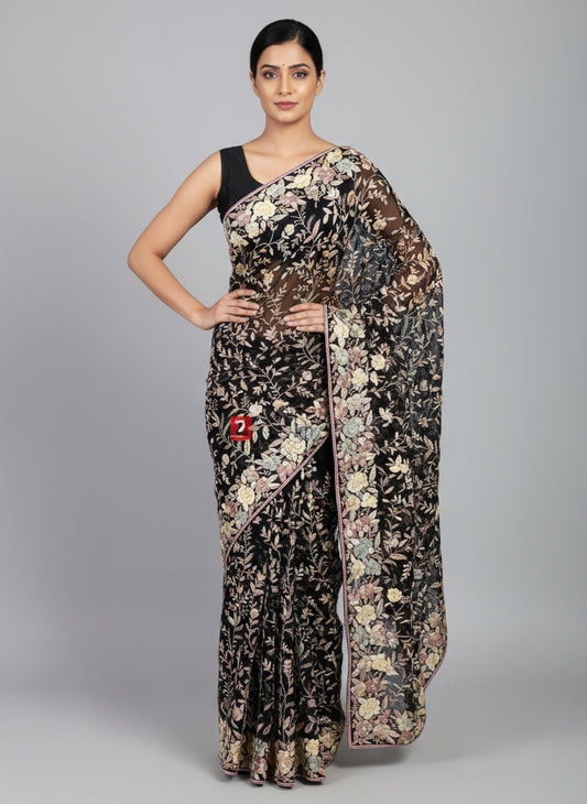 Pre Order Black Exclusive Parsi Gara Saree
