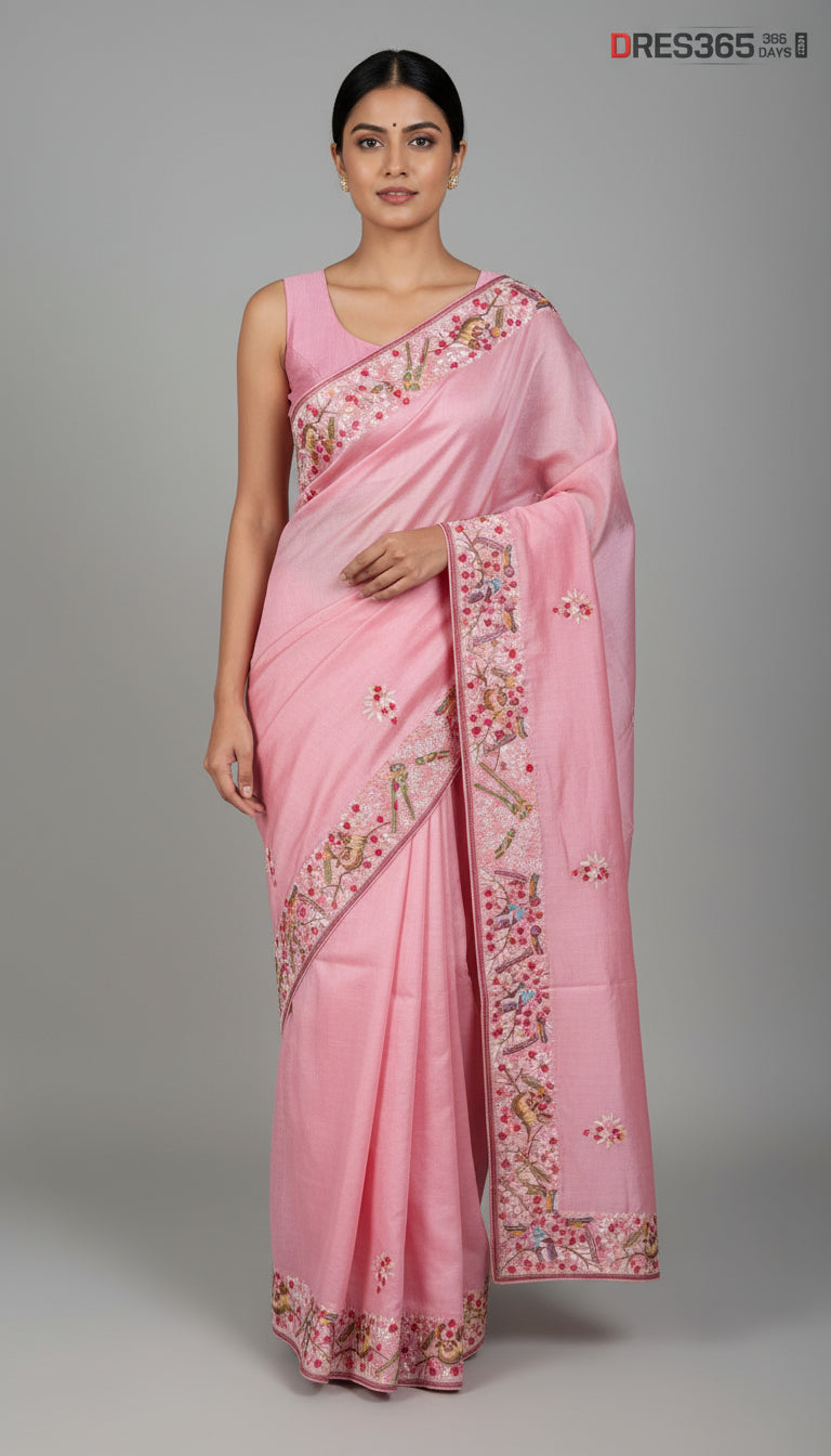 Pastel color Parsi gara saree