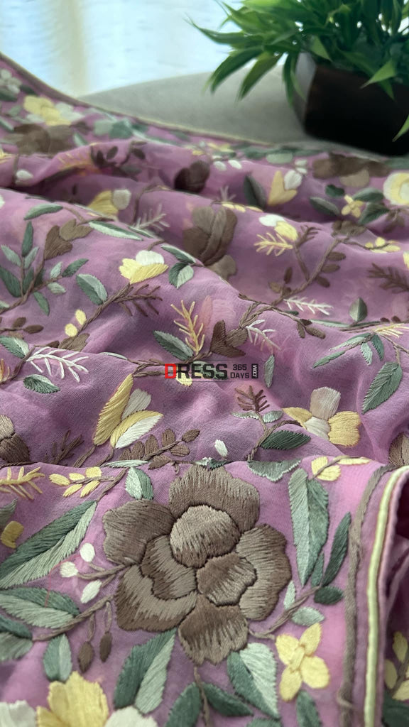 Exclusive Pink Multicolour Parsi Gara Suit (Three Piece) Parsi Gara Suits