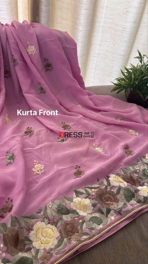 Exclusive Pink Multicolour Parsi Gara Suit (Three Piece) Parsi Gara Suits