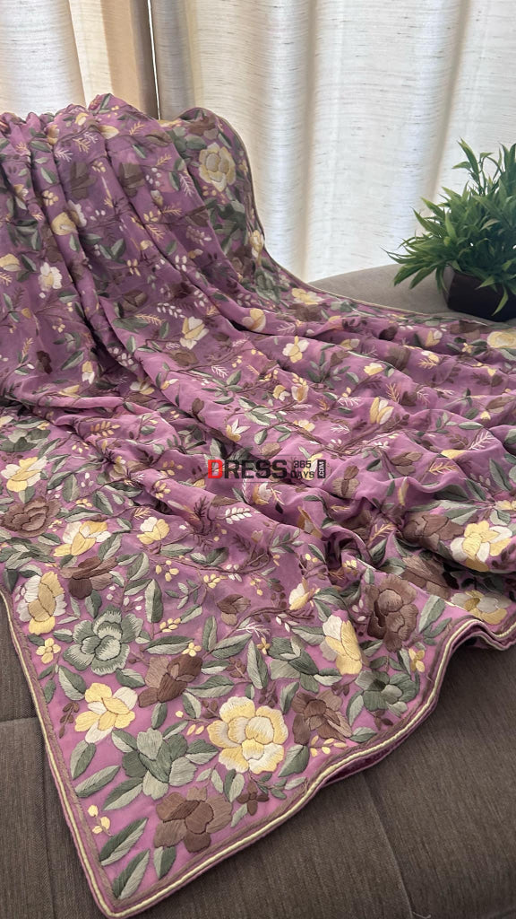 Exclusive Pink Multicolour Parsi Gara Suit (Three Piece) Parsi Gara Suits
