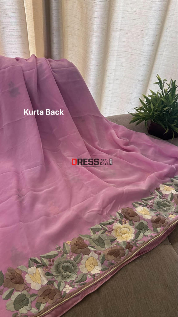 Exclusive Pink Multicolour Parsi Gara Suit (Three Piece) Parsi Gara Suits