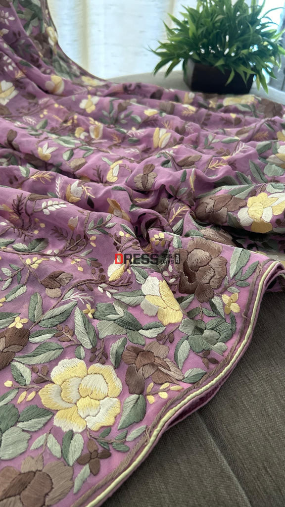 Exclusive Pink Multicolour Parsi Gara Suit (Three Piece) Parsi Gara Suits