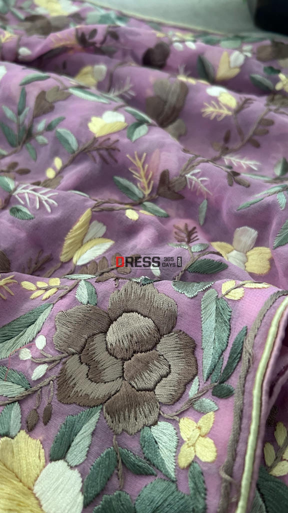 Exclusive Pink Multicolour Parsi Gara Suit (Three Piece) Parsi Gara Suits