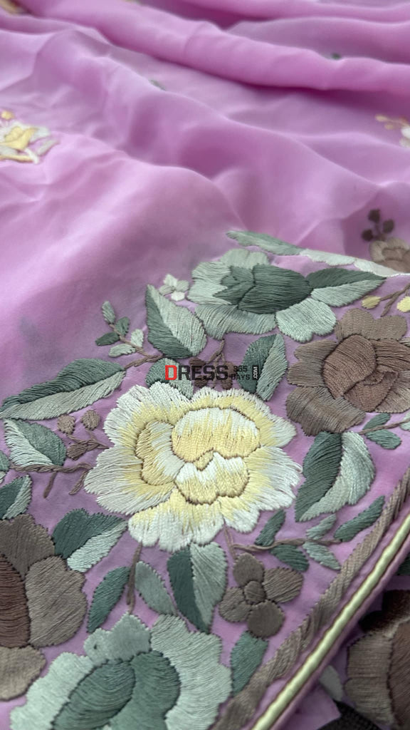 Exclusive Pink Multicolour Parsi Gara Suit (Three Piece) Parsi Gara Suits