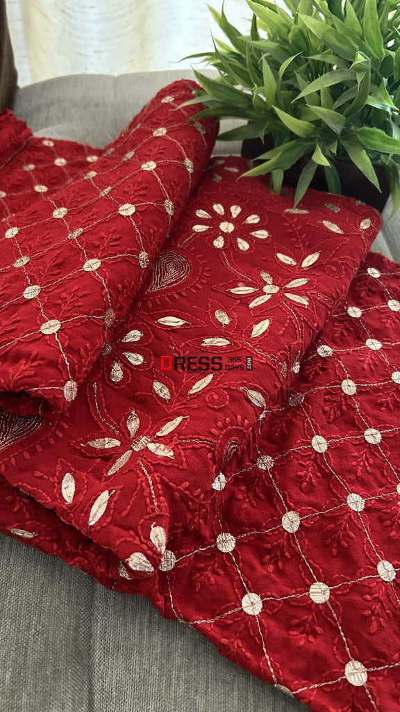 Exclusive Red Gota Patti Chikankari Dupatta Chikankari Dupatta
