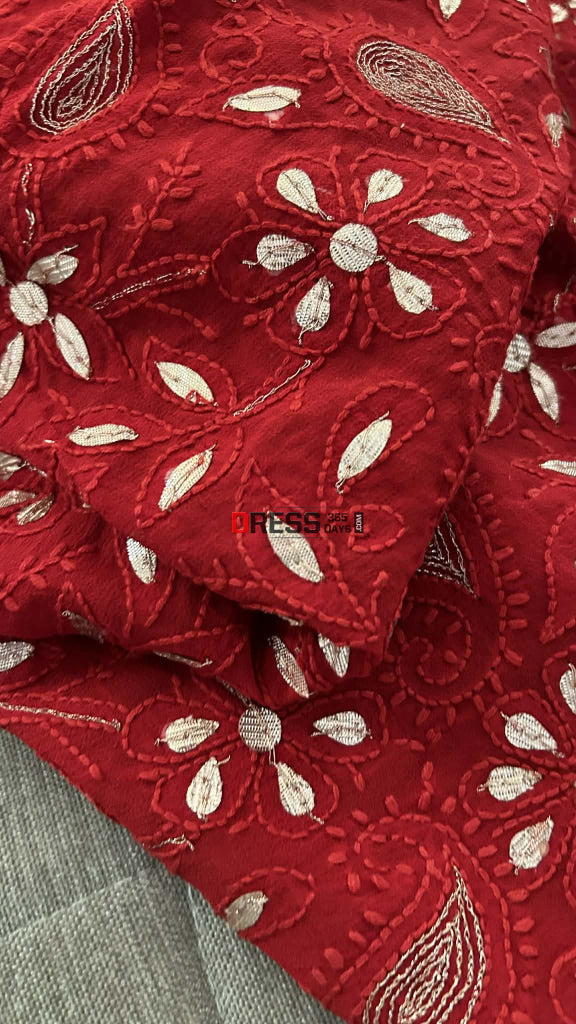 Exclusive Red Gota Patti Chikankari Dupatta Chikankari Dupatta