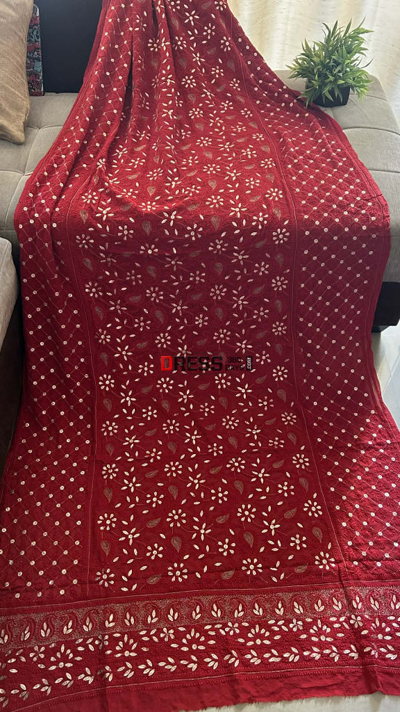Exclusive Red Gota Patti Chikankari Dupatta Chikankari Dupatta