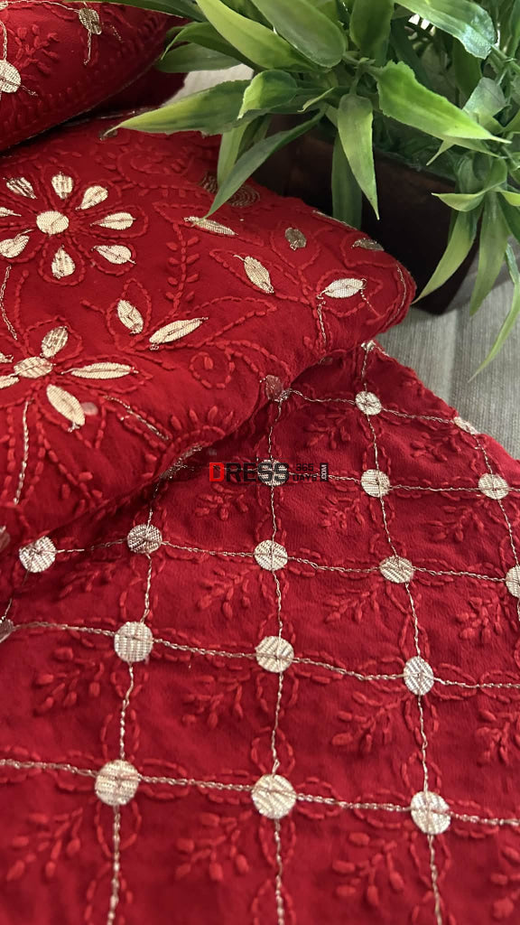 Exclusive Red Gota Patti Chikankari Dupatta Chikankari Dupatta