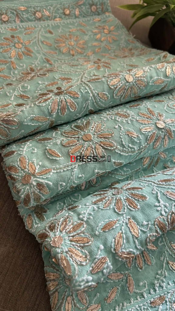 Exclusive Sea Green Gota Patti Chikankari Dupatta Chikankari Dupatta