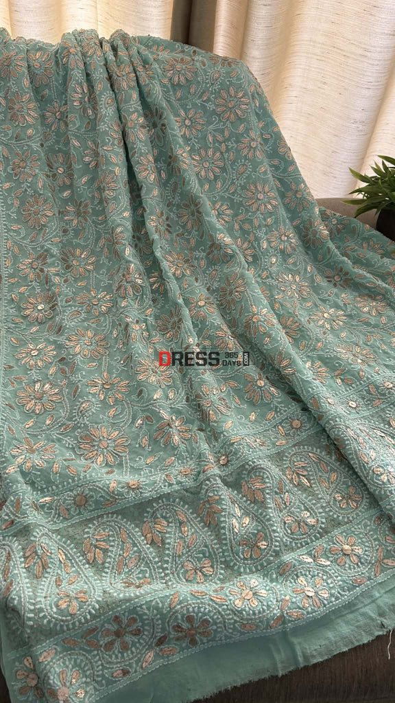 Exclusive Sea Green Gota Patti Chikankari Dupatta Chikankari Dupatta