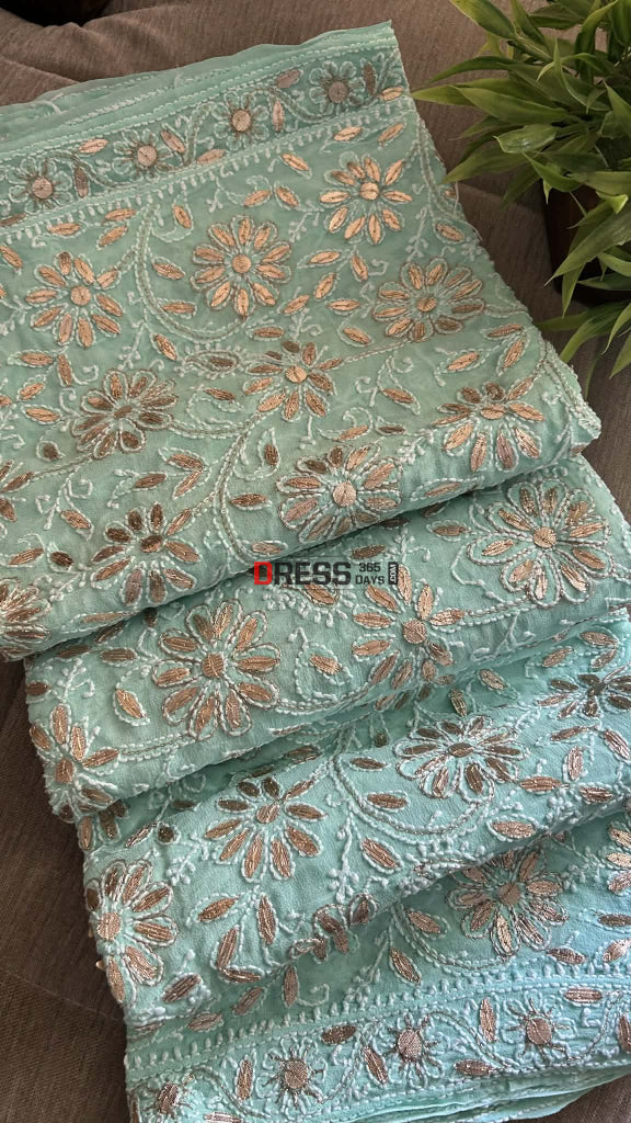 Exclusive Sea Green Gota Patti Chikankari Dupatta Chikankari Dupatta