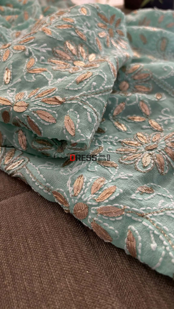 Exclusive Sea Green Gota Patti Chikankari Dupatta Chikankari Dupatta