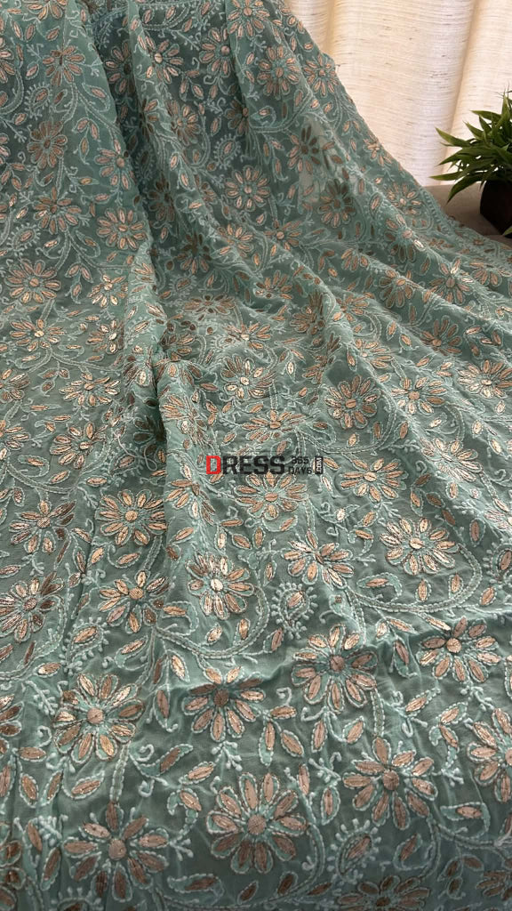 Exclusive Sea Green Gota Patti Chikankari Dupatta Chikankari Dupatta